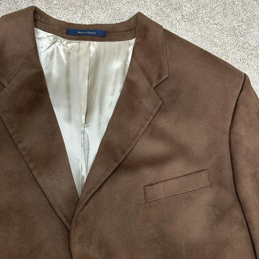 Joseph & Feiss Blazer Mens 48 Tall Brown 3 Button Sport Coat Jacket Microsuede